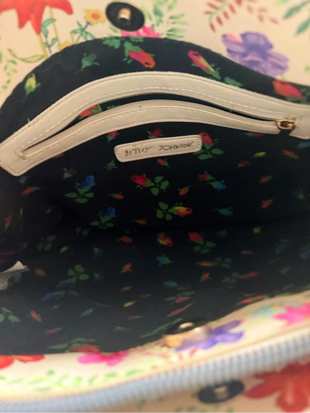 Betsey Johnson Cream Quilted Shoulder Bag with Gold Hardware